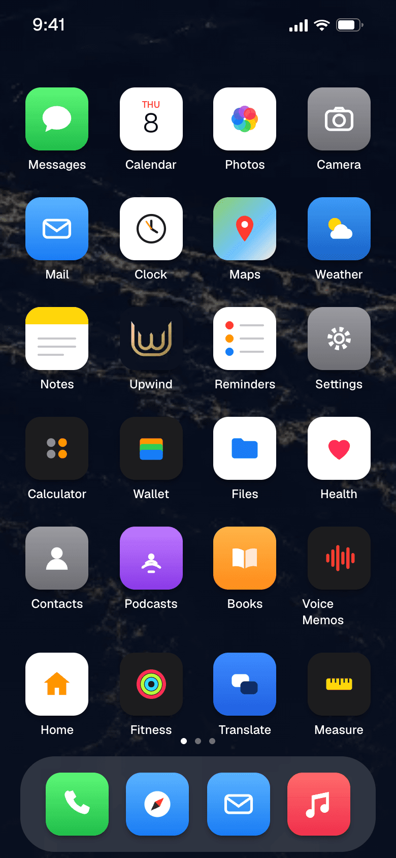 The Upwind icon on an iPhone home screen